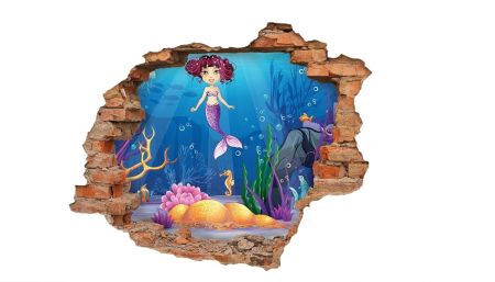 Stenska nalepka 3D morska deklica