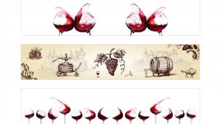 Stenska obloga kuhinje, grozdje in vino
