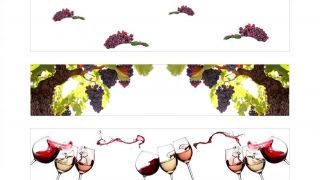 Stenska obloga kuhinje, grozdje in vino