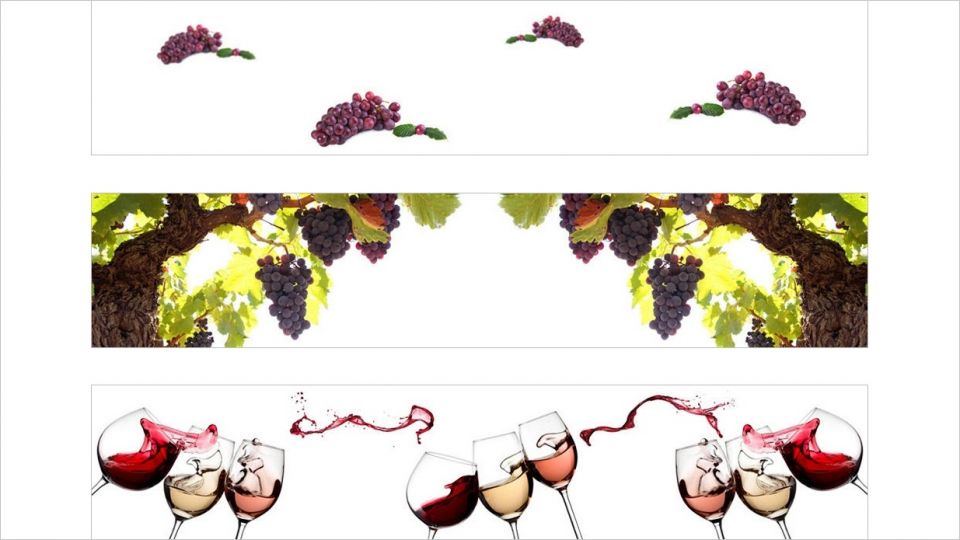 Steklene obloge za kuhinje, motiv grozdje in vino