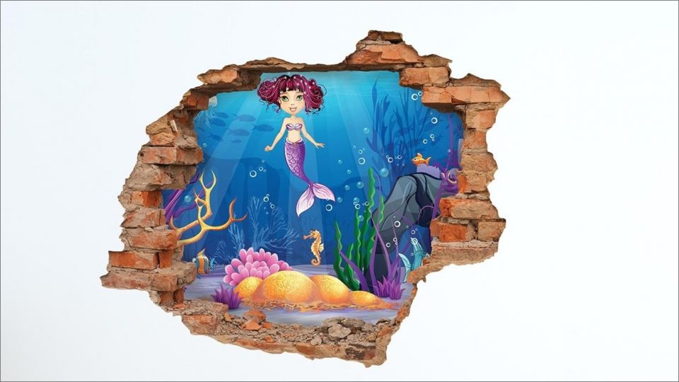 Stenske nalepke 3D morska deklica